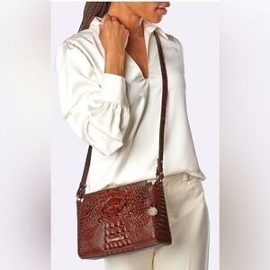Brahmin Hillary Croc Embossed Leather Crossbody Bag